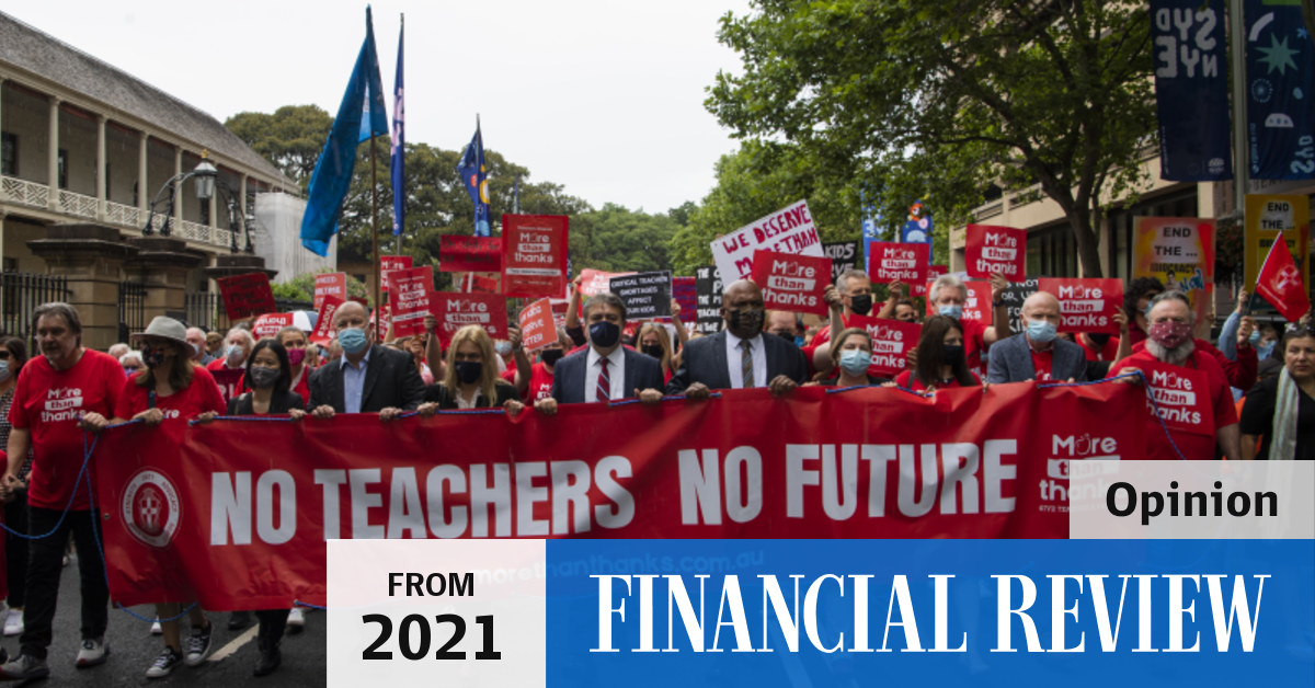 Striking NSW teachers off the money base pay on classroom performance